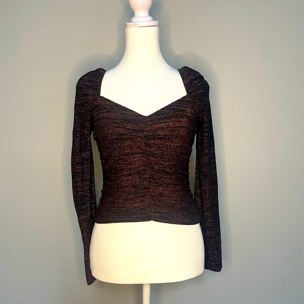 NWOT REVOLVE Minkpink Ruched Black and Bronze Top